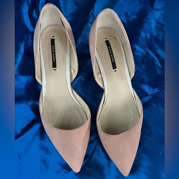 Zara Basic Baby Pink Round Heel Pointed Toe Slingback Women's Shoes Size 37 - Picture 4 of 11